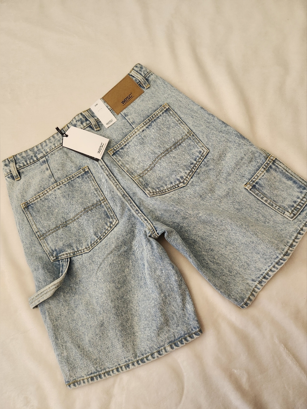 Wesc Light Blue Washed Denim Carpenter Shorts